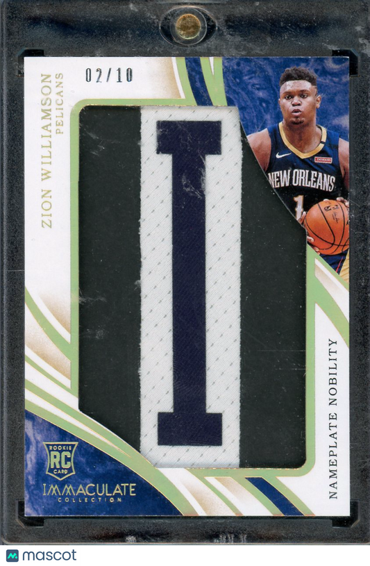 2019 Immaculate Zion Williamson Nameplate Nobility Letter Patch #JP-ZWL /10 RC