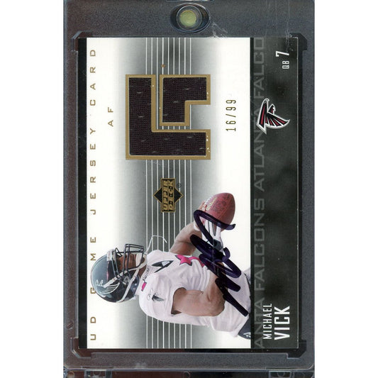 2003 UD Michael Vick Game Jersey #GJ-MV /99 IP Auto