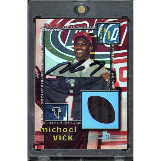 2001 Bowman Chrome Michael Vick Draft Patch #DJ-MV IP Auto