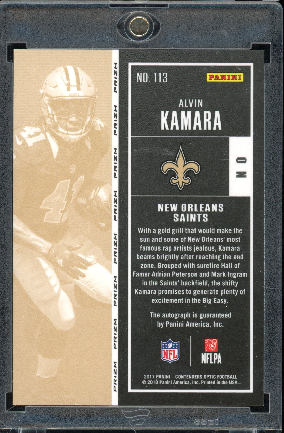 2017 Optic Contenders Alvin Kamara Rookie Auto