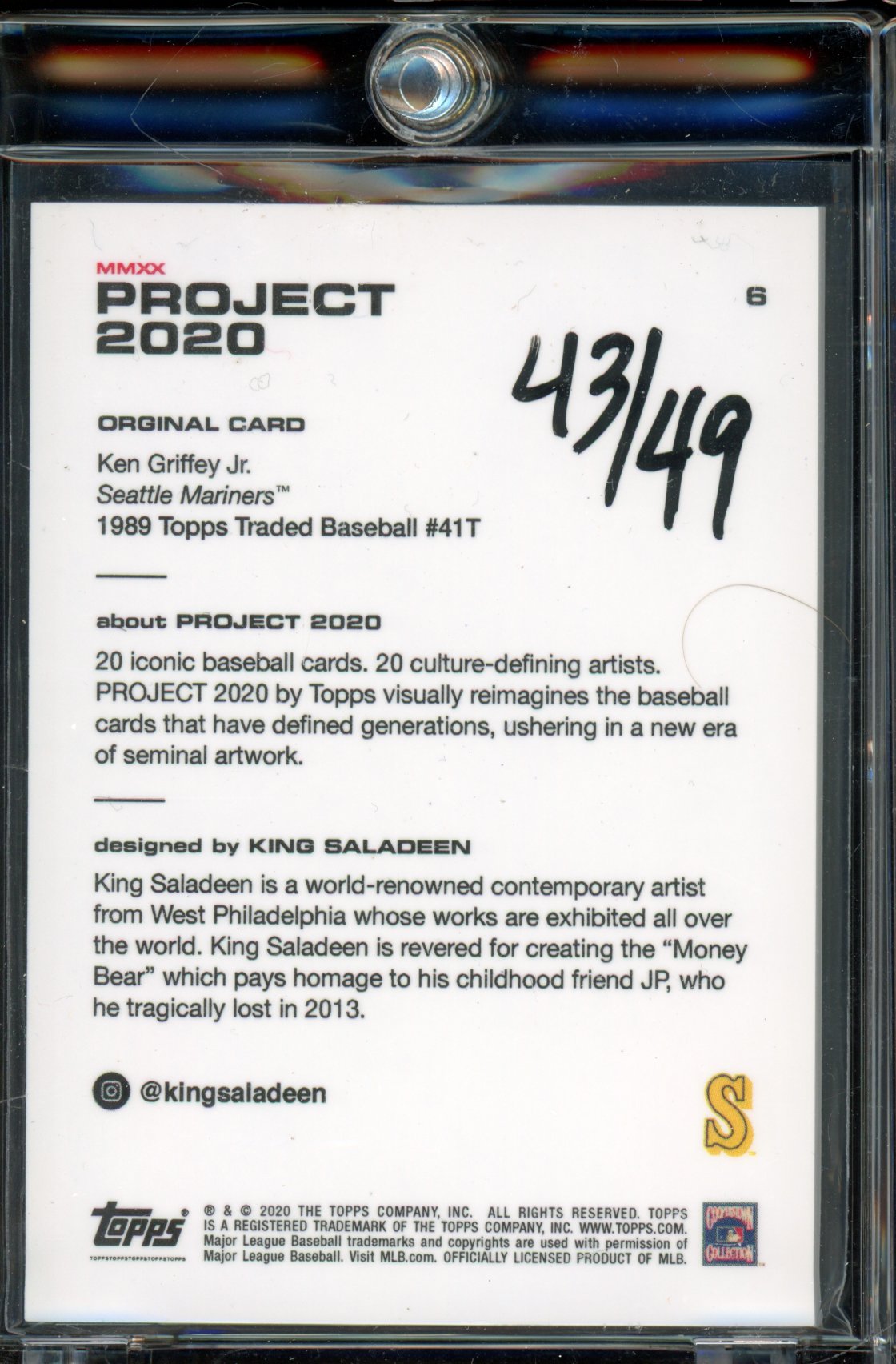 2020 Topps Project 2020 Ken Griffey Jr King Saladeen /49