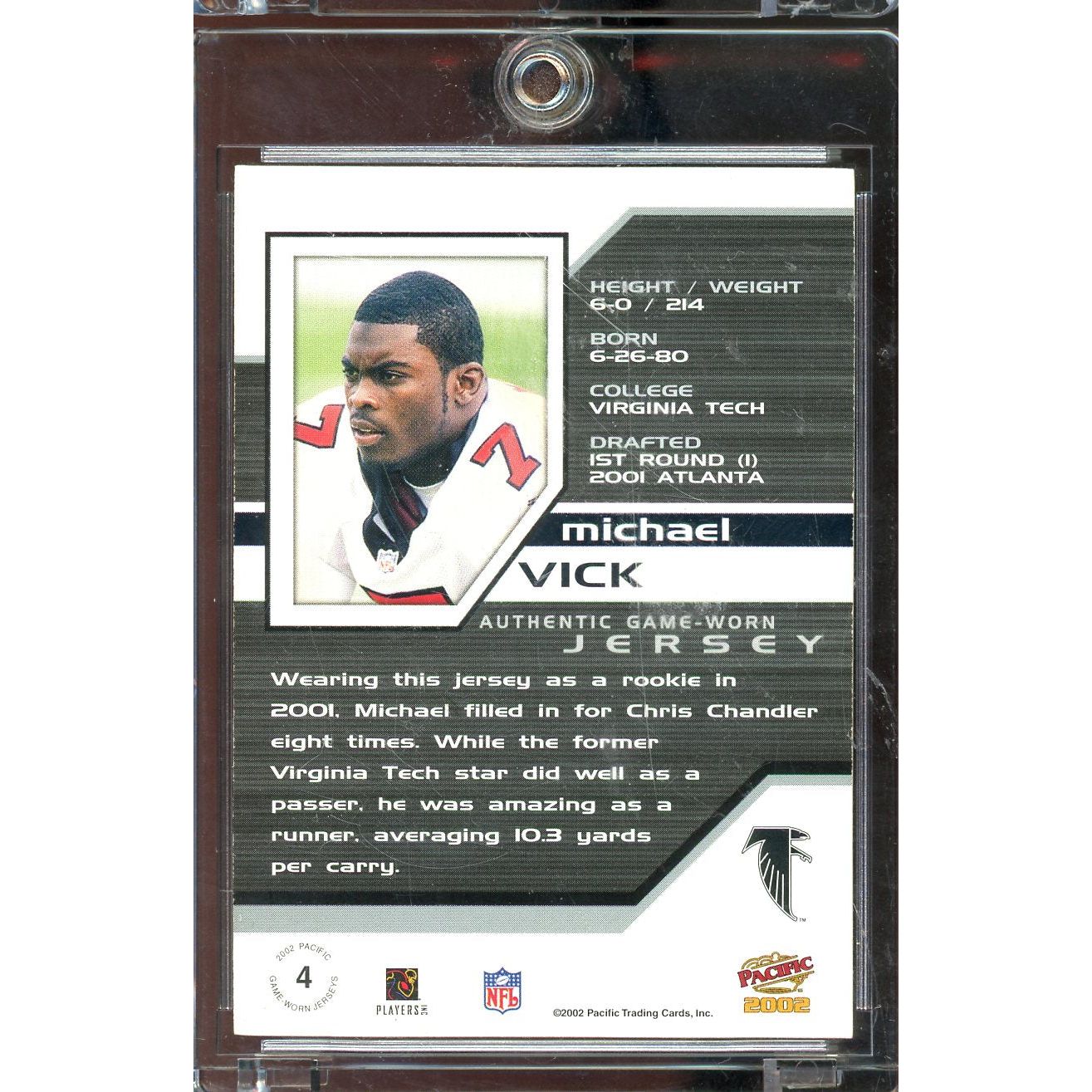 2002 Pacific Michael Vick Patch #4 IP Auto