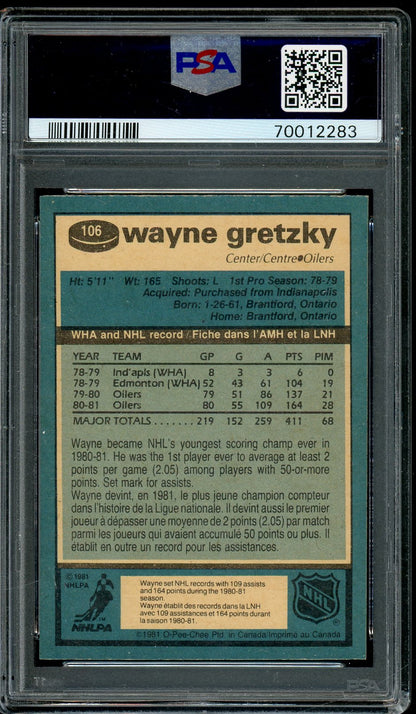 1981 O-Pee-Chee Wayne Gretzky PSA 8