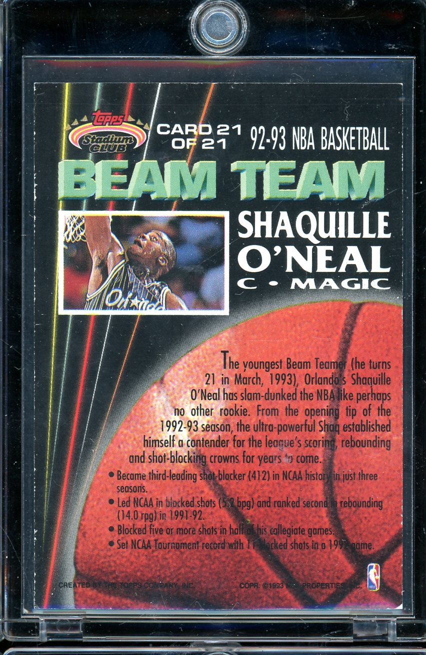 1992-93 Stadium Club Shaquille O'Neal Rookie Beam Team