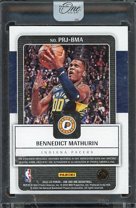 2022 One and One Bennedict Mathurin Patch Auto #PRJ-BMA /99 RC