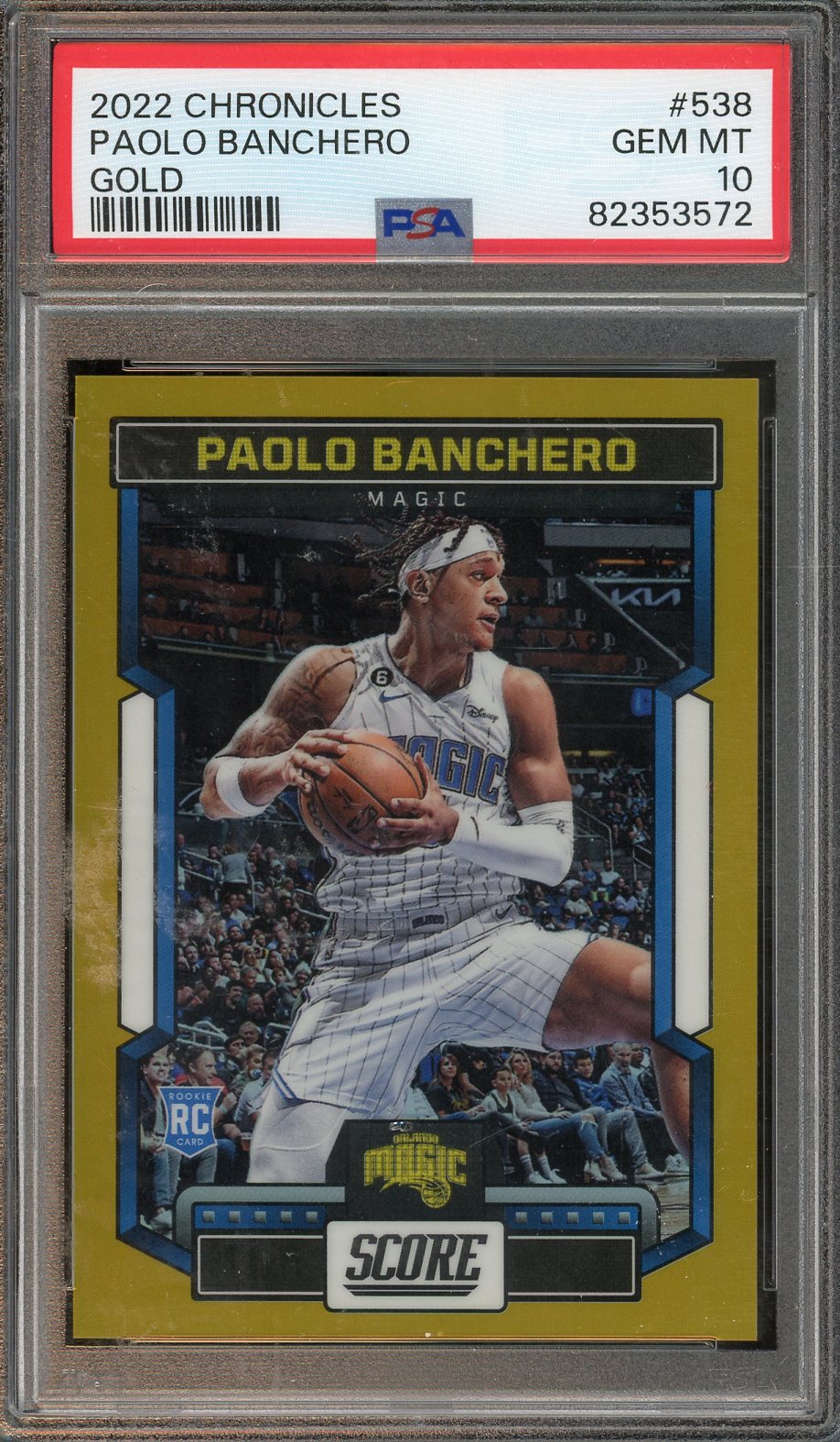 2022 Chronicles Paolo Banchero Score Gold #538 /10 PSA 10 RC