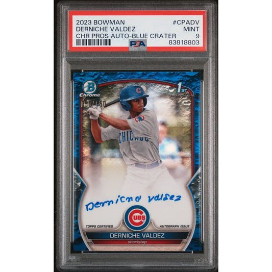 2023 Bowman Chrome Derniche Valdez Blue Crater Auto #CPA-DV /150 PSA 9 Bowman 1st