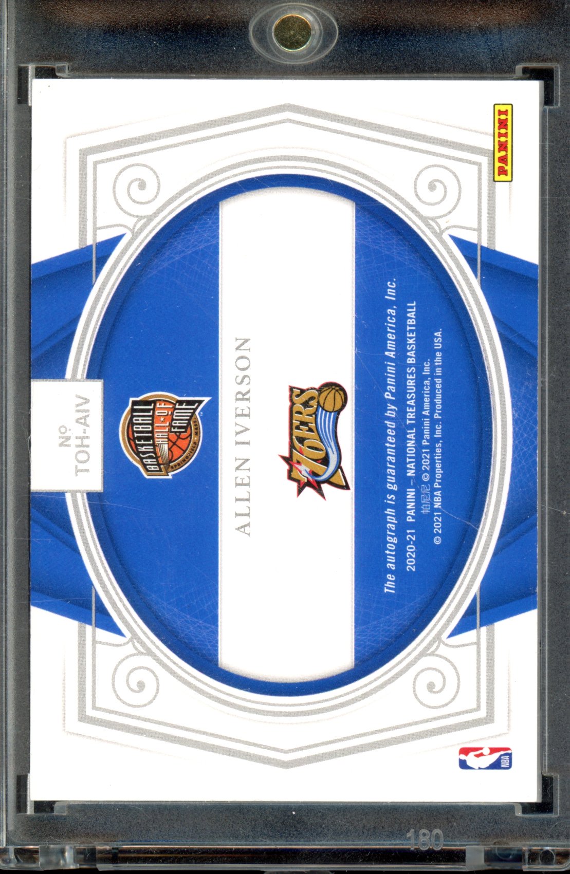 2020-21 National Treasures Allen Iverson Treasures Of The Hall Auto /35