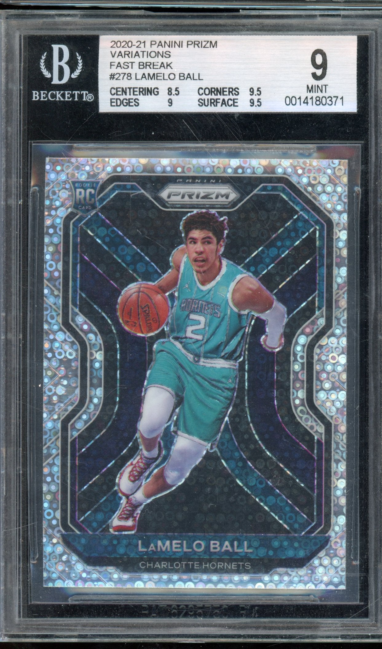 2020-21 Prizm Lamelo Ball Variations Fast Break Rookie BGS 9