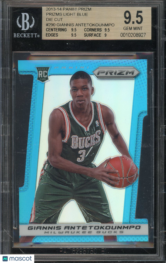 2013 Prizm Giannis Antetokounmpo Light Blue Die-Cut #290 /199 BGS 9.5