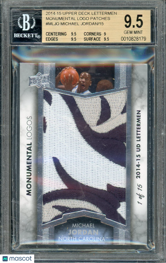 2014 Upper Deck Lettermen Michael Jordan Logo Patches #MLJO /15 BGS 9.5