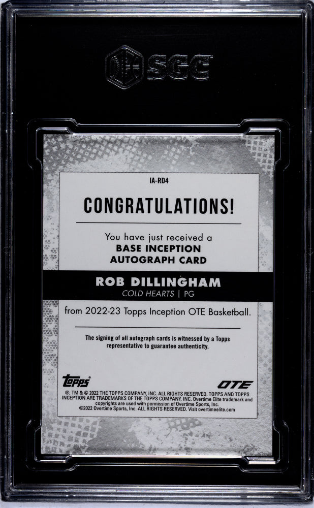 2022 Inception Rob Dillingham Rookie Auto /199 SGC 10/10