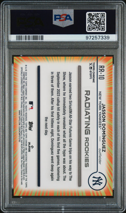 2024 Topps Chrome Jasson Dominguez Radiating Rookiea PSA 10 RC