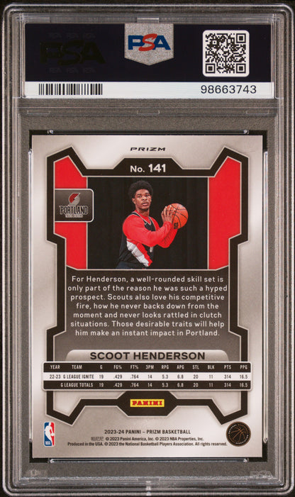 2023 Prizm Scoot Henderson Silver PSA 10 RC