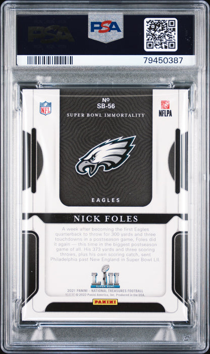 2021 National Treasures Nick Foles Super Bowl Immortality /55 PSA 9