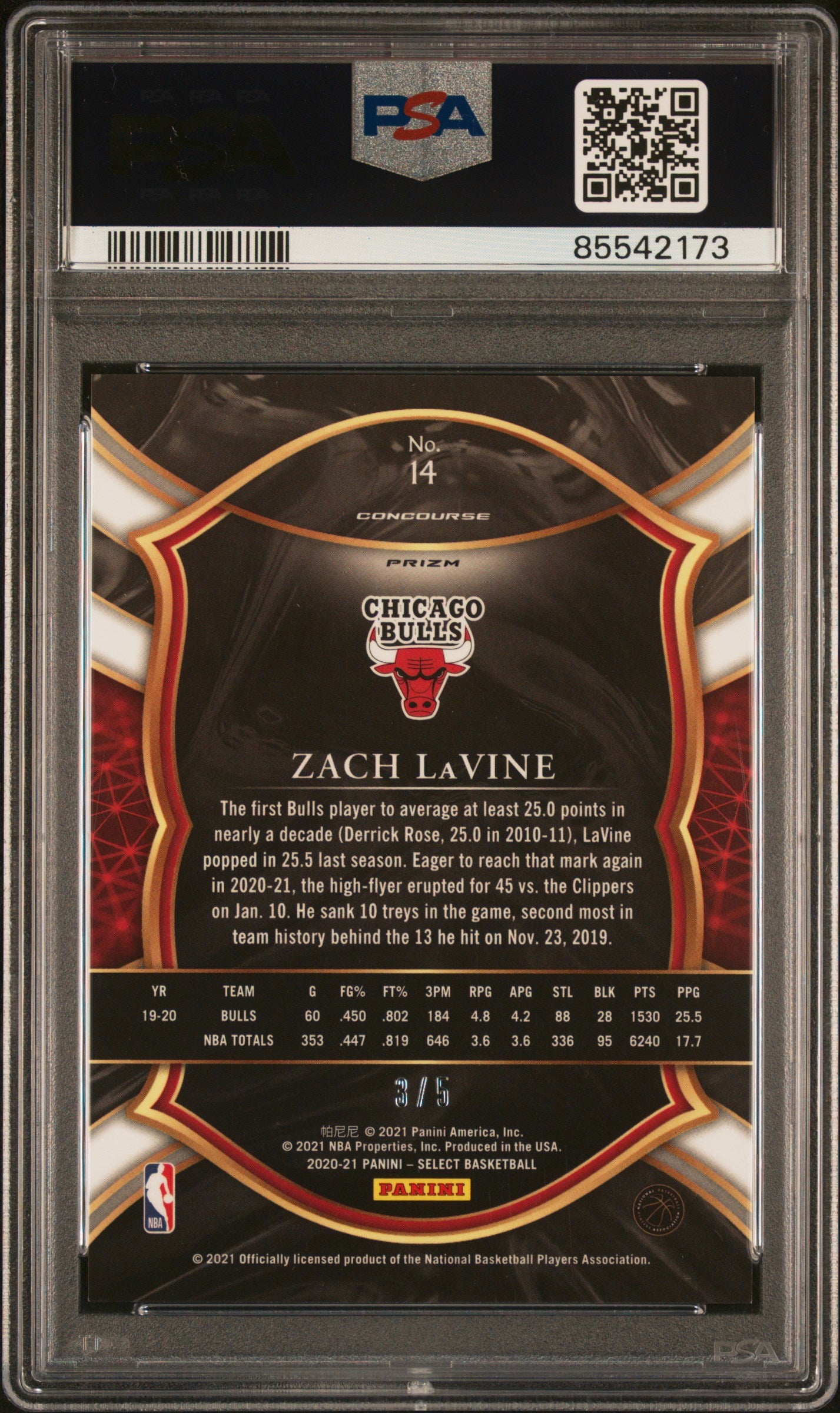 2020 Select Zach Lavine Green Prizm /5 PSA 10