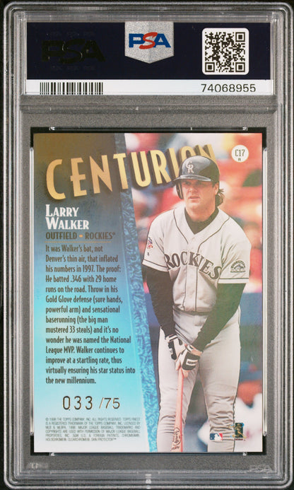 1998 Finest Larry Walker Centurion 033/75 PSA 9 Jersey # REAL COPY POP 5 Rockies