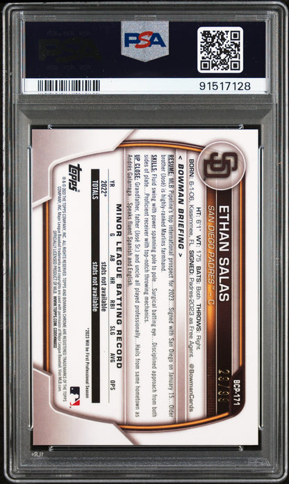 2023 Bowman Chrome Mega Box Ethan Salas Green /99 PSA 10