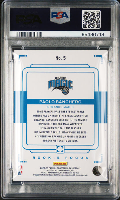 2022 Photogenic Paolo Banchero Rookie Focus Gold 03/10 PSA 9 RC