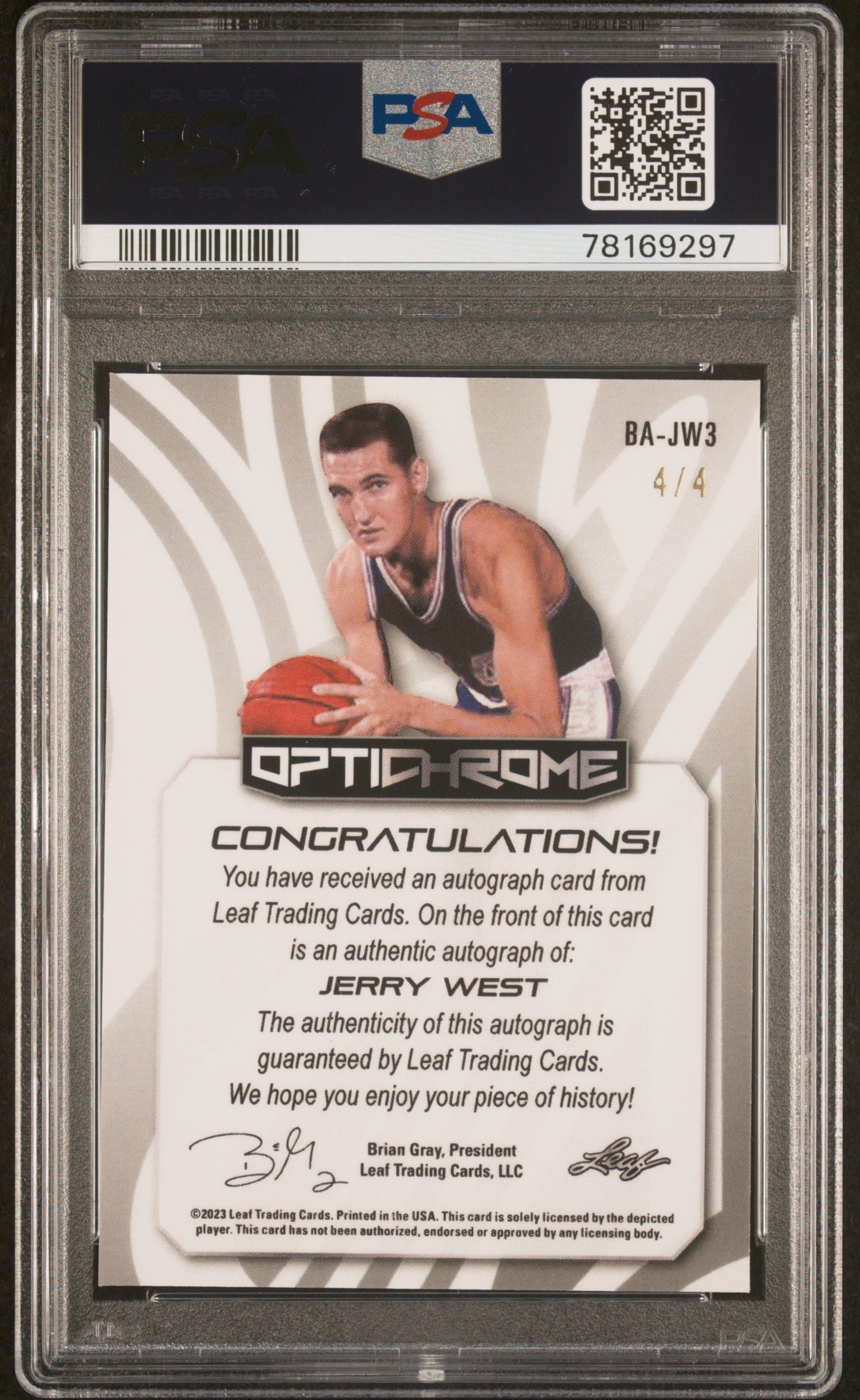 2022 Leaf Jerry West Auto 4/4 Optichrome PSA 10