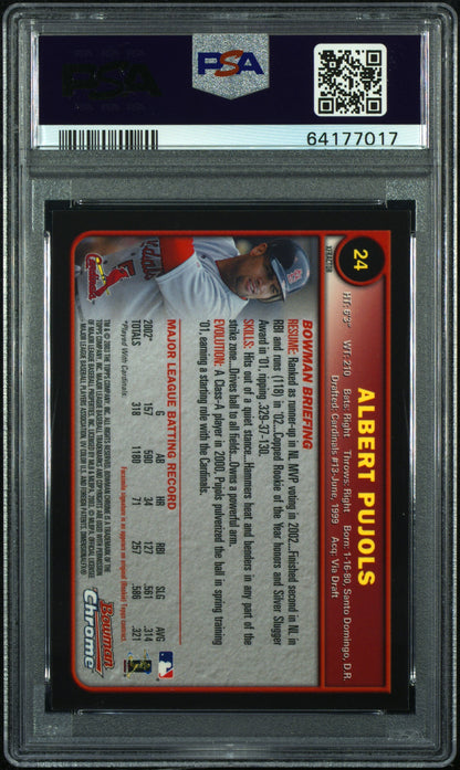 2003 Bowman Chrome Albert Pujols XFractor PSA 10 POP 5 Cardinals