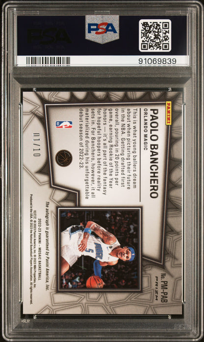 2022 Mosaic Paolo Banchero Pictograph Gold Auto #PMPAB /10 PSA 10 RC