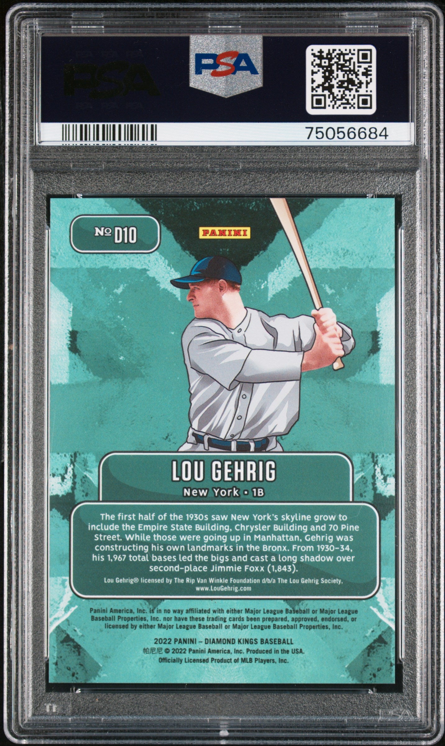 2022 Diamond Kings Lou Gehrig Downtown PSA 10