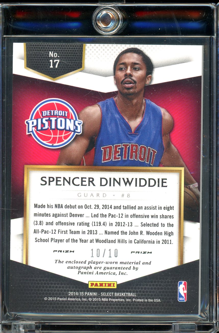 2014-15 Select Spencer Dinwiddie Gold Rookie Patch Auto /10