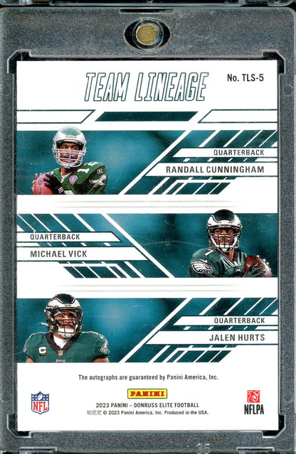 2023 Elite Cunningham Vick Hurts Triple Team Lineage Auto 1/15