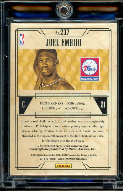 2014-15 Gold Standard Joel Embiid Dual Jersey Auto /149 RC