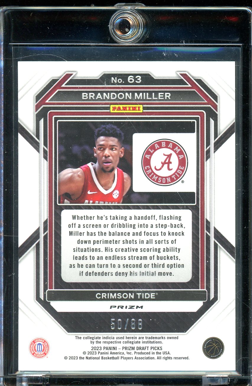 2023 Prizm Draft Picks Brandon Miller Red Choice Rookie /88