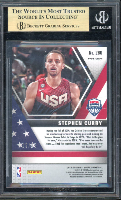 2019-20 Mosaic Stephen Curry Blue Fast Break /85 BGS 9.5