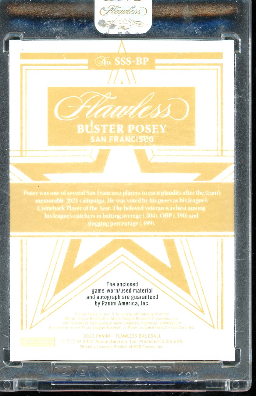 2022 Flawless Buster Posey Star Swatch Patch Auto /15