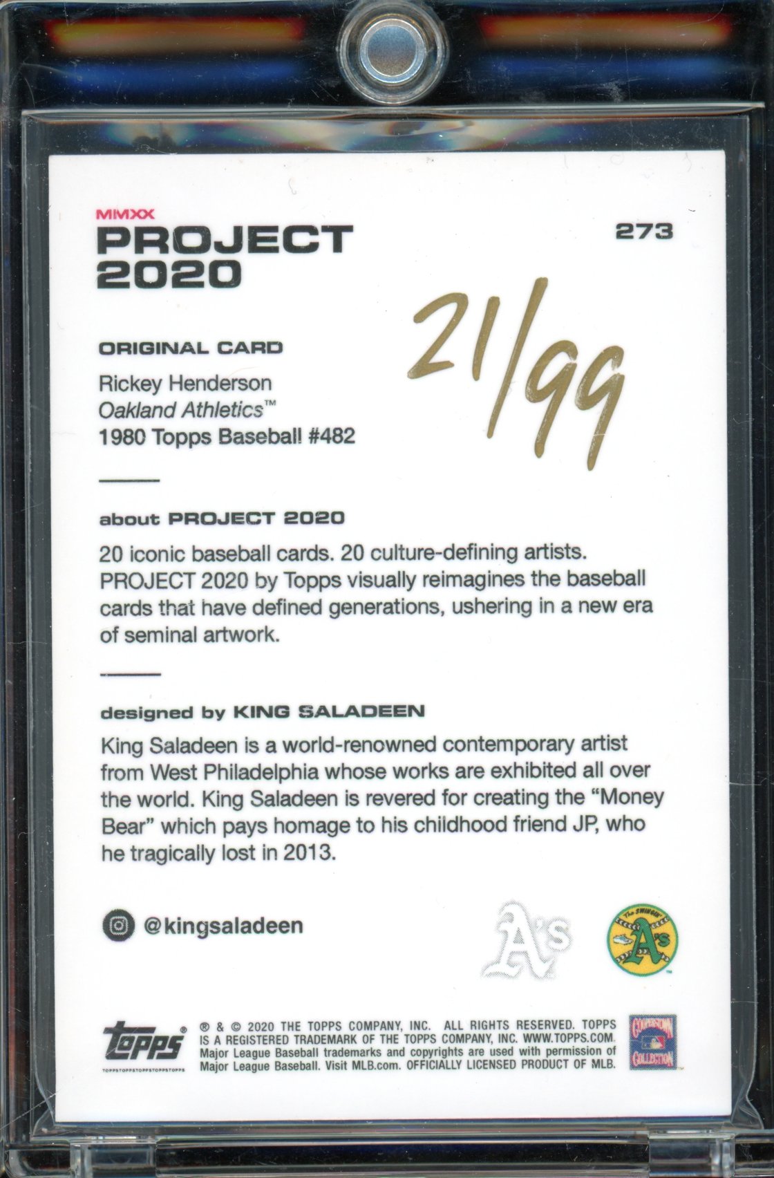 2020 Topps Project 2020 Rickey Henderson King Saladeen /99