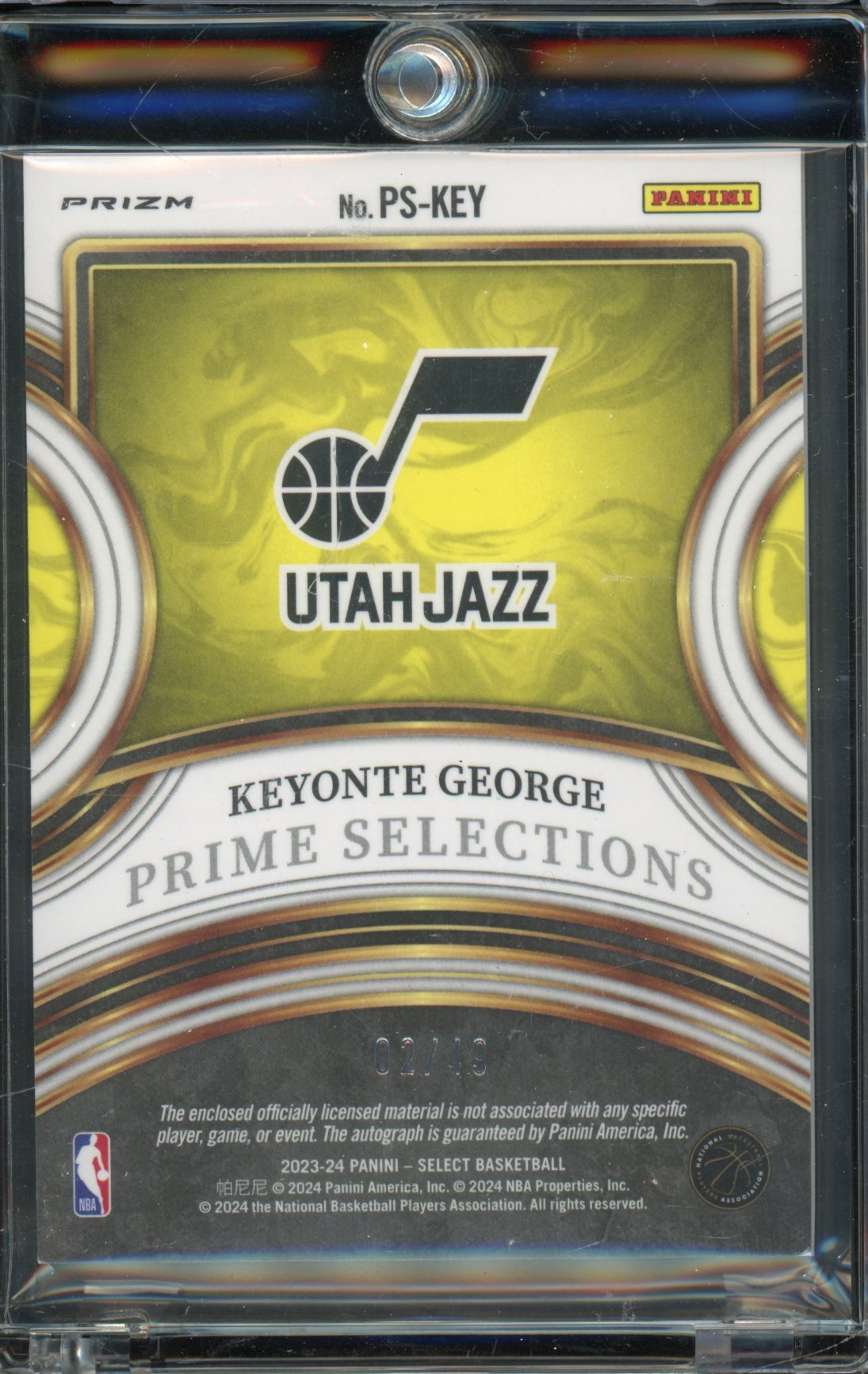 2023 Select Keyonte George Rookie Patch Auto 02/49 RC