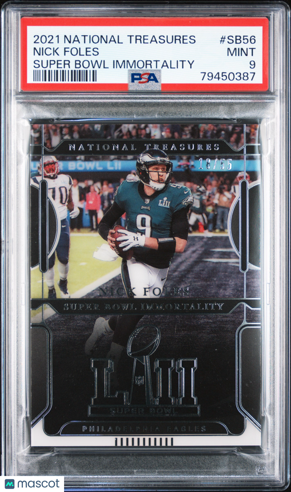 2021 National Treasures Nick Foles Super Bowl Immortality /55 PSA 9