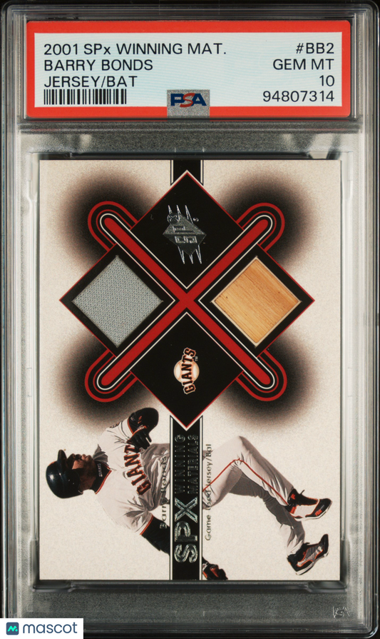 2001 SPx Barry Bonds Winning Materials Jersey/Bat PSA 10 POP 7