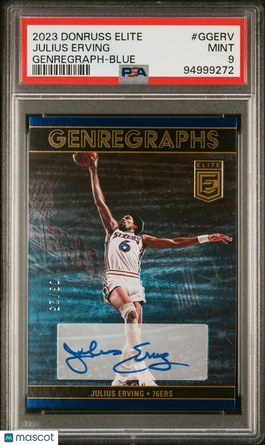 2023 Elite Julius Erving Genregraph Auto Blue #GGERV /25 PSA 9