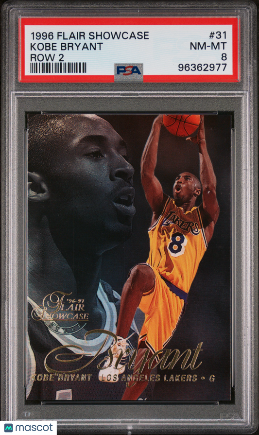 1996 Flair Showcase Kobe Bryant Row 2 Rookie PSA 8