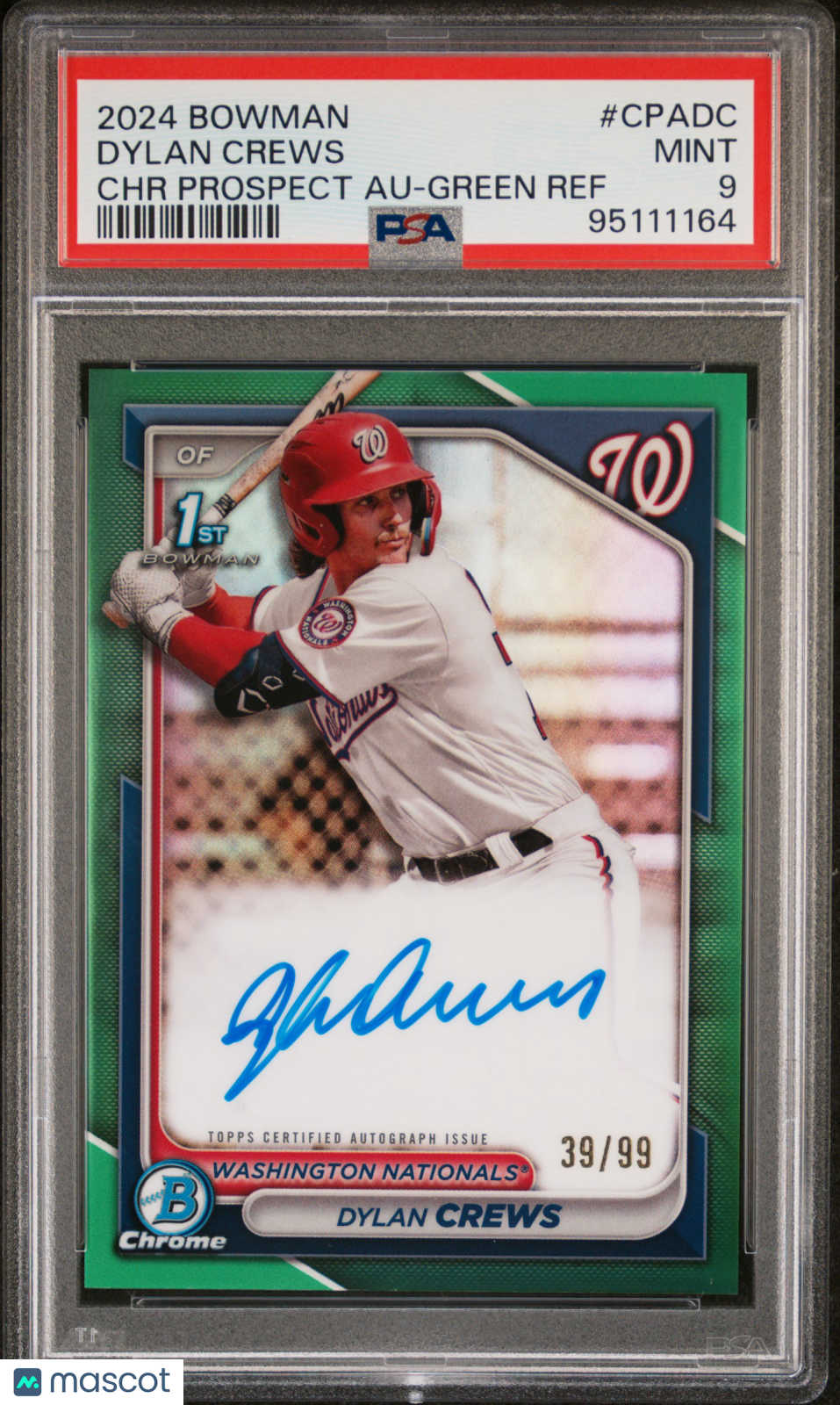 2024 Bowman Chrome Dylan Crews Green /99 1st Auto PSA 9