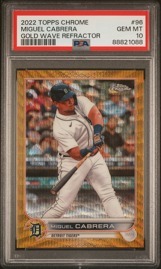 2022 Topps Chrome Miguel Cabrera Gold Wave Refractor 37/50 PSA 10 POP 5