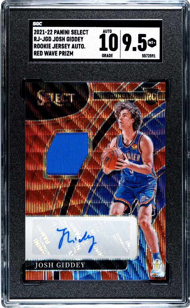 2021 Select Josh Giddey Rookie Jersey Auto Red Wave Prizm SGC 9.5 AUTO 10