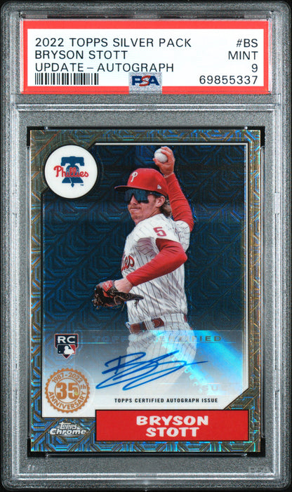 2022 Topps Silver Pack Bryson Stott Rookie Update Auto 047/149 PSA 9 RC