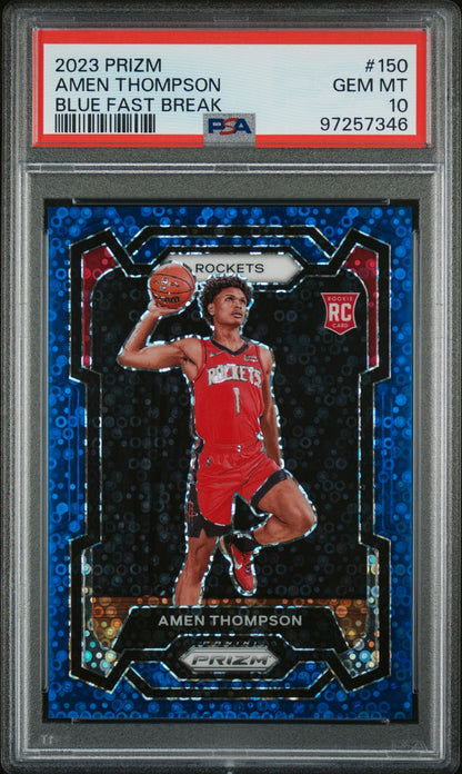 2023 Prizm Amen Thompon Blue Fast Break Rookie /150 PSA 10 Rc