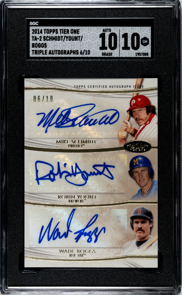 2014 Tier One Mike Schmidt Robin Yount Wade Boggs Auto 06/10 SGC 10 AUTO 10