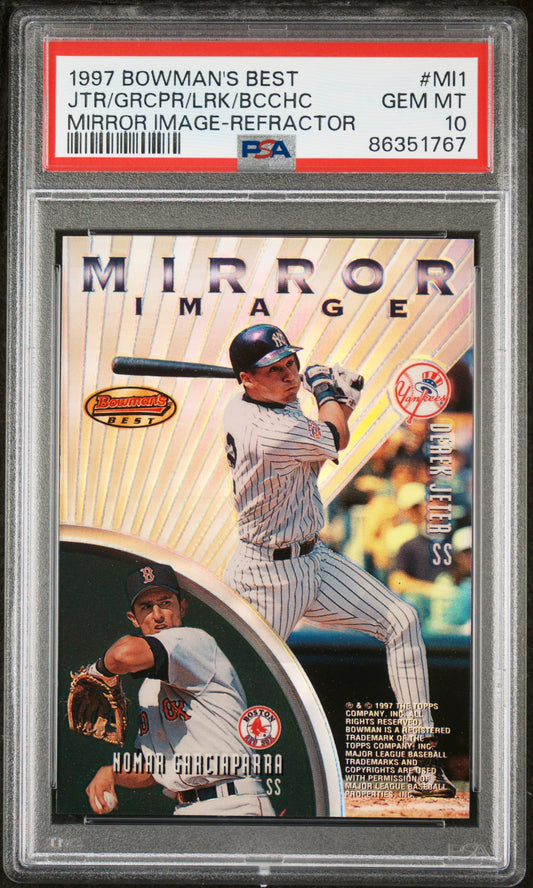 1997 Bowman's Best Derek Jeter Nomar Larkin Mirror Image Refractor PSA 10 POP 4