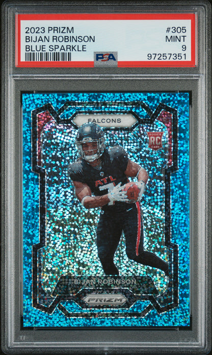 2023 Prizm Bijan Robinson Blue Sparkle 96/96 PSA 9 RC