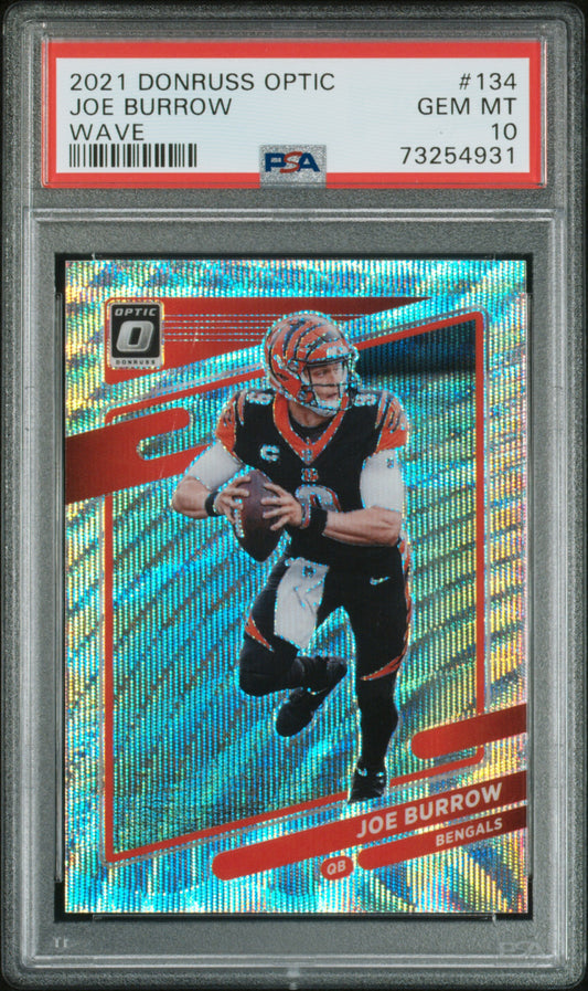 2021 Optic Joe Burrow Wave /199 PSA 10