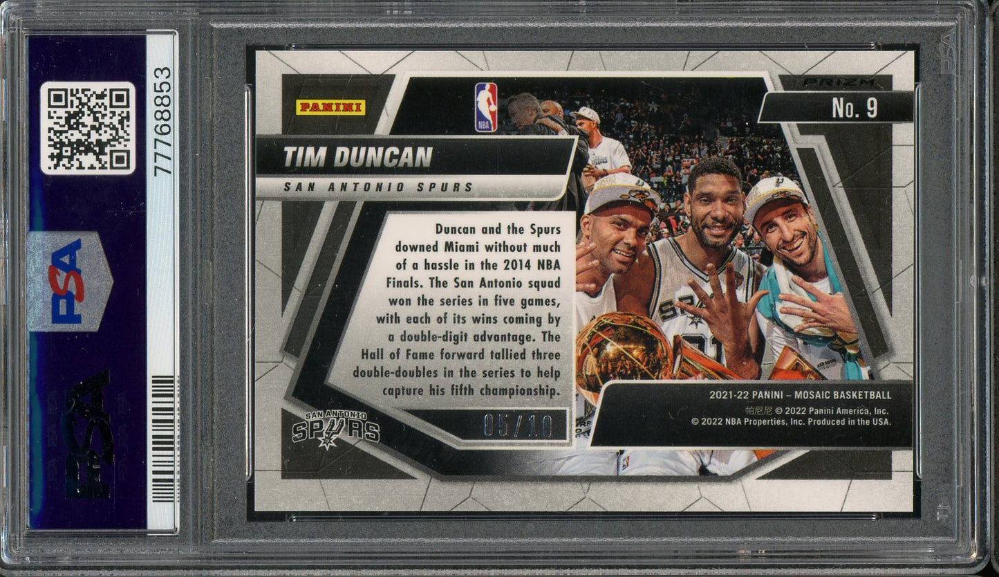 2021 Mosaic Tim Duncan Moments In Time Gold /10 Psa 9 #9