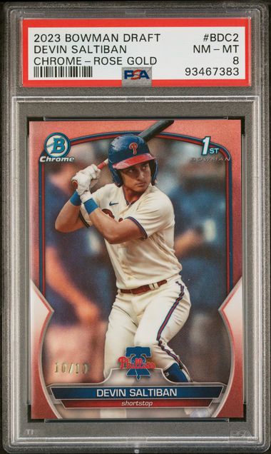 2023 Bowman Draft Chrome Devin Saltiban Rose Gold #BDC-2 /10 PSA 8 Bowman 1st